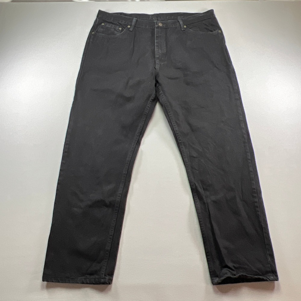 Magellan Outdoors Straight Jeans Mens 42x30 Black Cotton Classic Fit Dark Wash